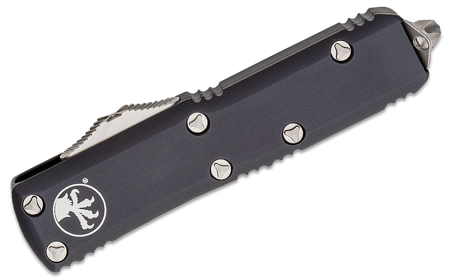Microtech - 232-12 - UTX-85 Serrated - OTF Auto - Stonewash Dagger - 6061 T6 Aluminum - Black - Image 16