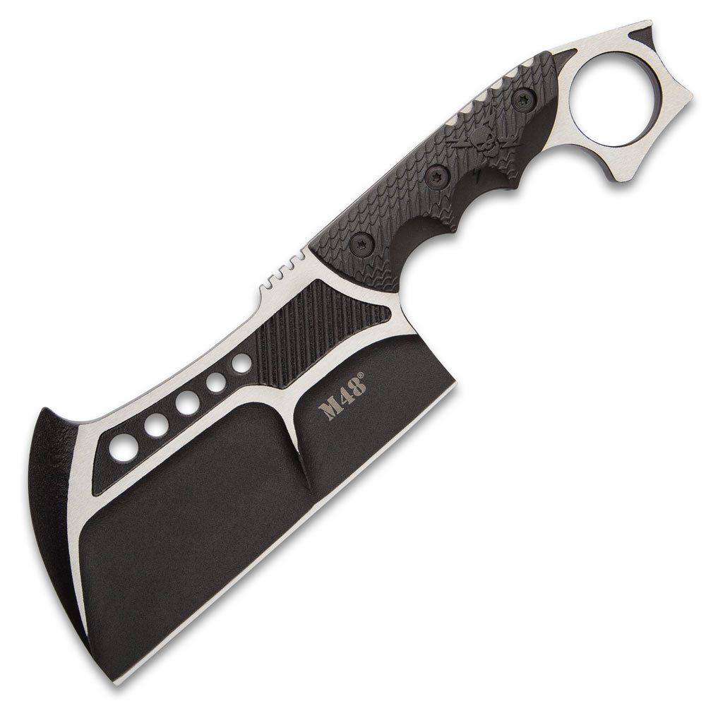 United Cutlery - UC3425 - M48 Conflict Cleaver With Vort - Fixed Blade Knife - 2Cr13 Black Cleaver - IMN - Black - Image 4