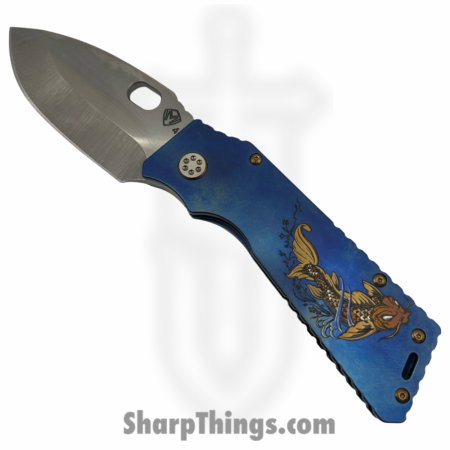 Medford Knife and Tool – MK0144TQ-37A2-T1C1-Q4 – TFF-1 – Folding Knife – S45VN Tumbled Drop Point – “Japanese Koi Fish” Titanium – Blue