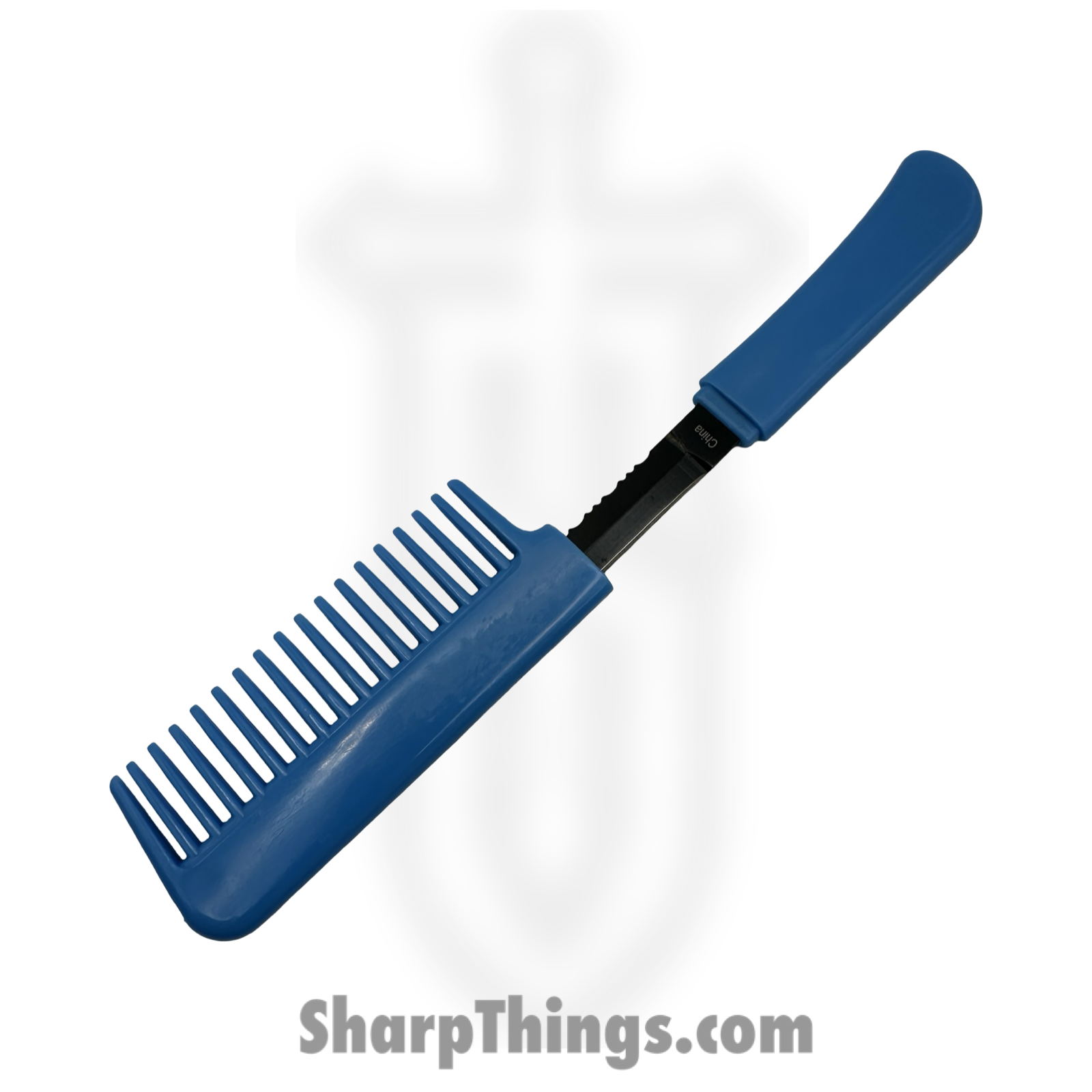 VOC - HK212 - Comb with Hidden Knife - Fixed Blade Knife - Stainless Satin Dagger - Plastic - Blue - Image 4