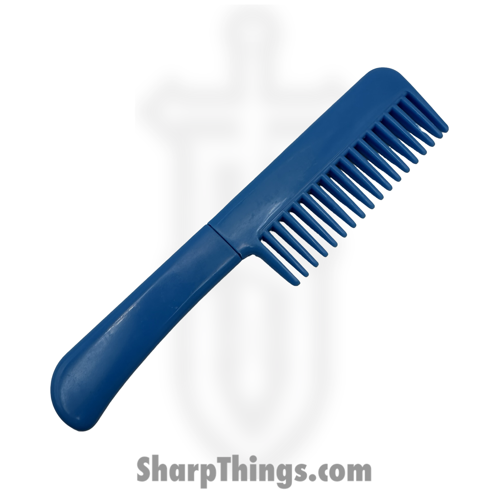 VOC - HK212 - Comb with Hidden Knife - Fixed Blade Knife - Stainless Satin Dagger - Plastic - Blue - Image 2