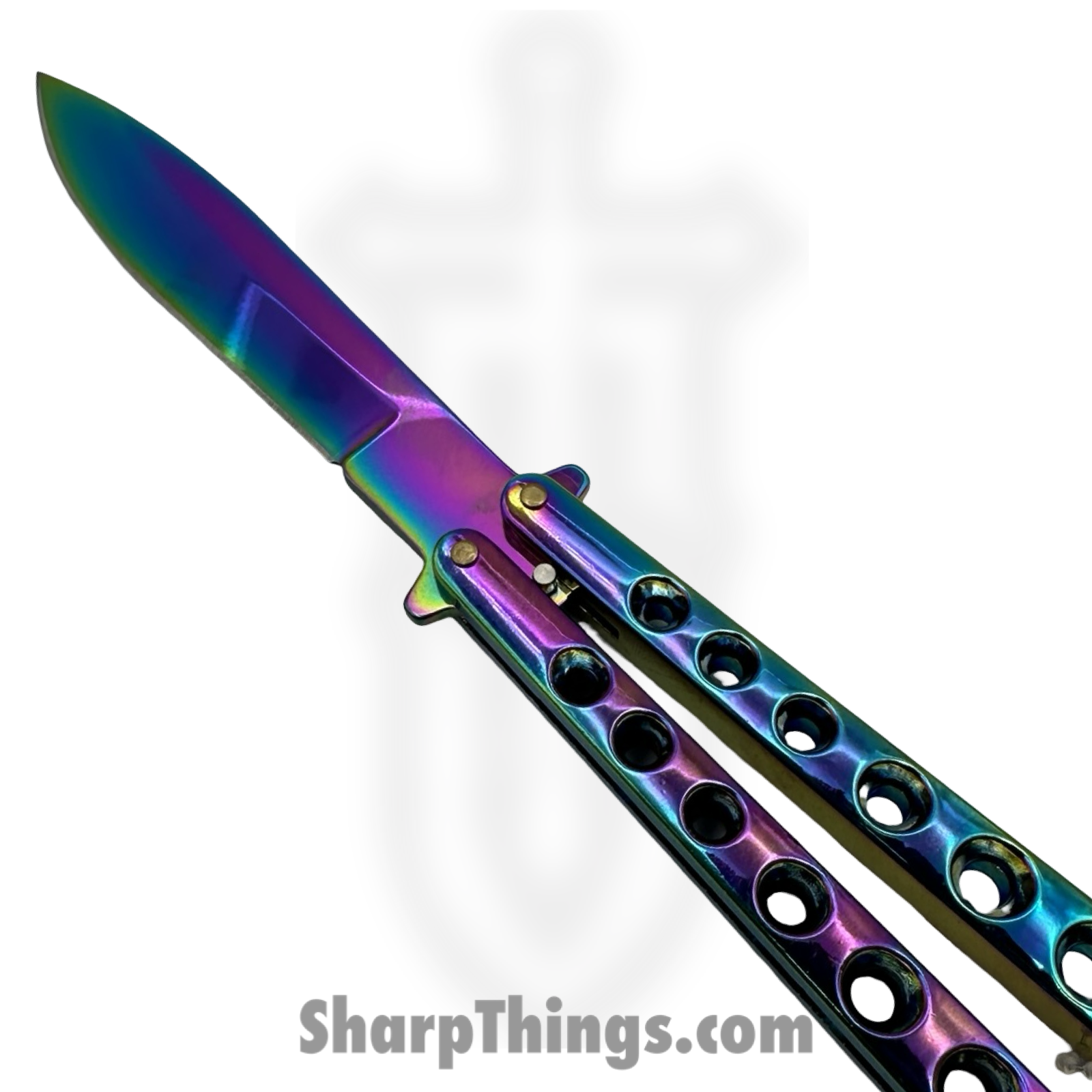 VOC - 205604C-7r - Butterfly Knife Combo Kit Trainer and Live Blade - Balisong - 440 SS Drop Point - Aluminum - Rainbow - Image 5