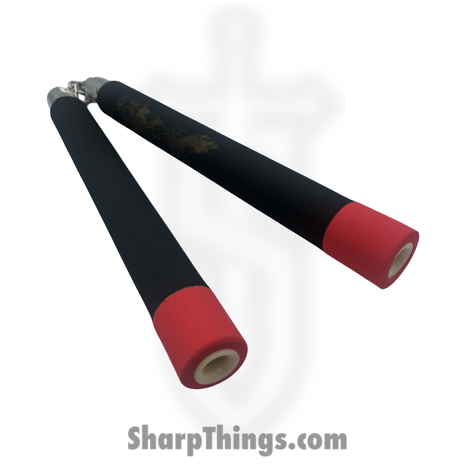 VOC - NC2322-BK - Gold Dragon Nunchaku - Foam Metal - Black Red - Image 2