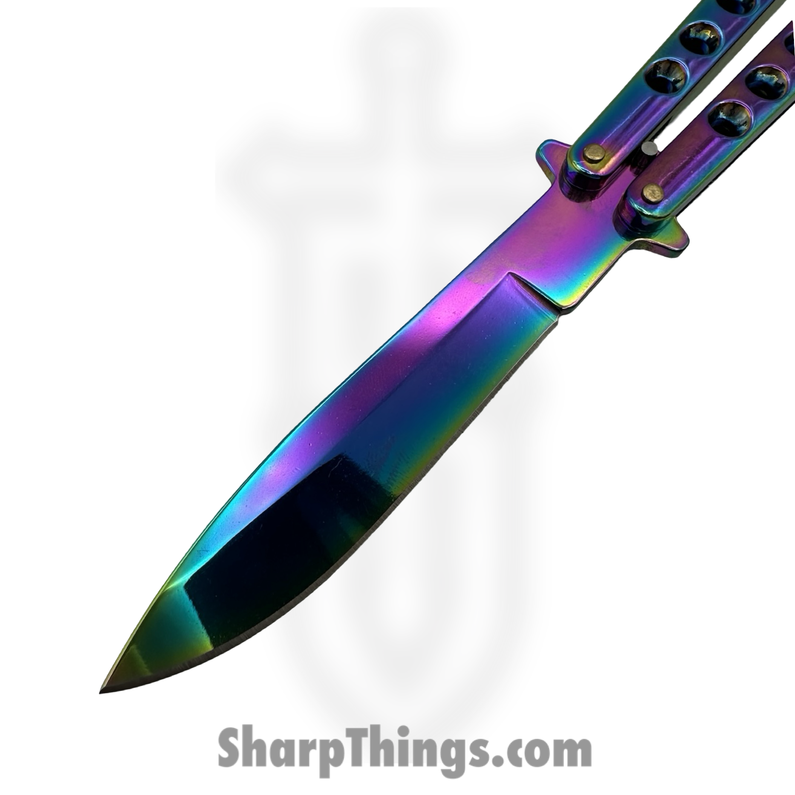 VOC - 205604C-7r - Butterfly Knife Combo Kit Trainer and Live Blade - Balisong - 440 SS Drop Point - Aluminum - Rainbow - Image 4