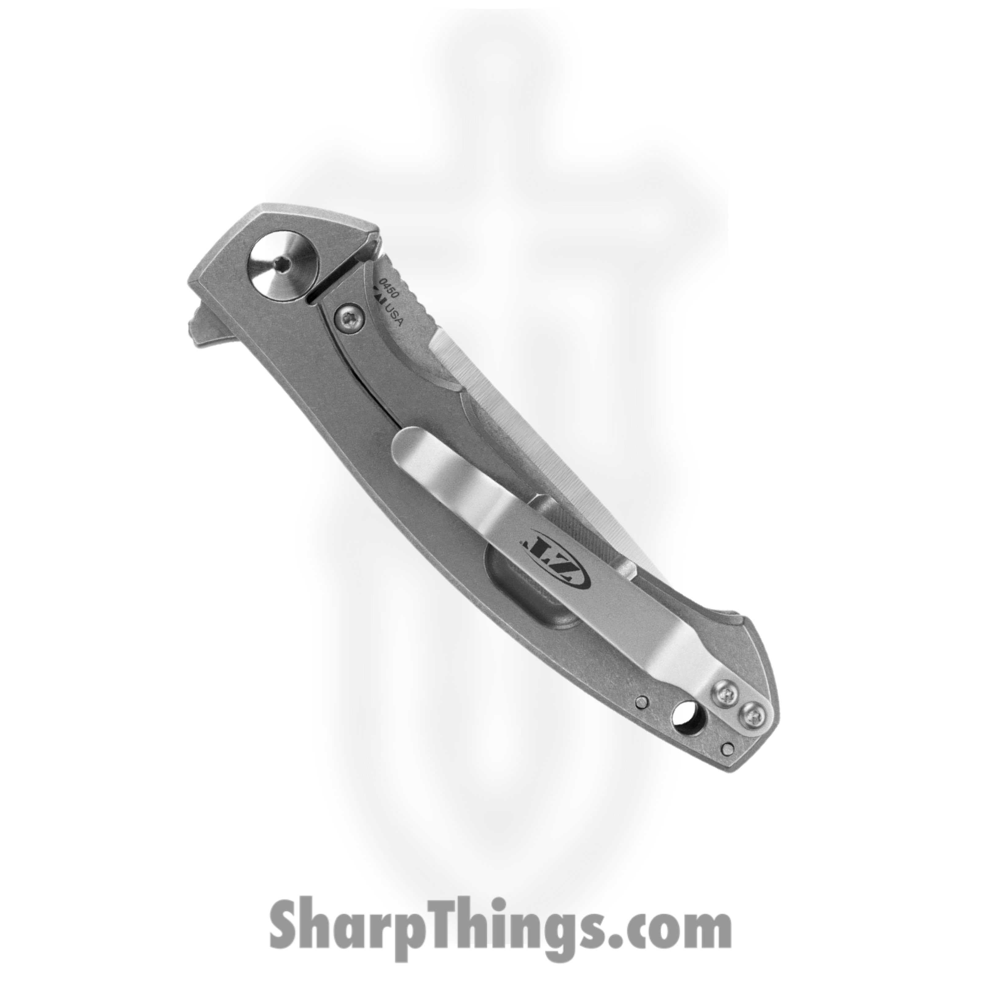 Zero Tolerance - ZT0450 - Small Sinkevich - Folding Knife - CPM S35VN Stonewash Drop Point - Titanium - Silver - Image 4