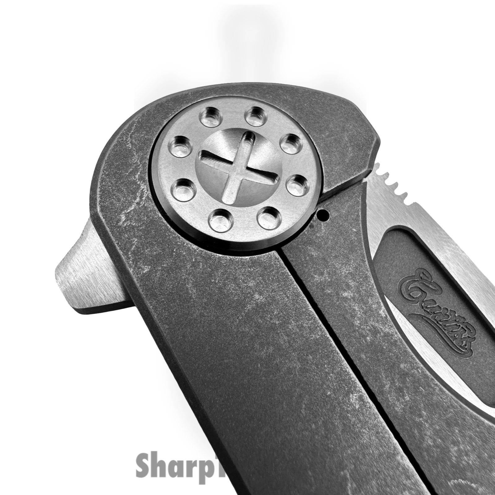 Curtiss Custom Knives LLC - F3L-SPM1-TISW - F3 Large Spanto Flipper - Folding Knife - CPM MagnaCut Two Tone Spanto - Titanium - Stonewash - Image 6