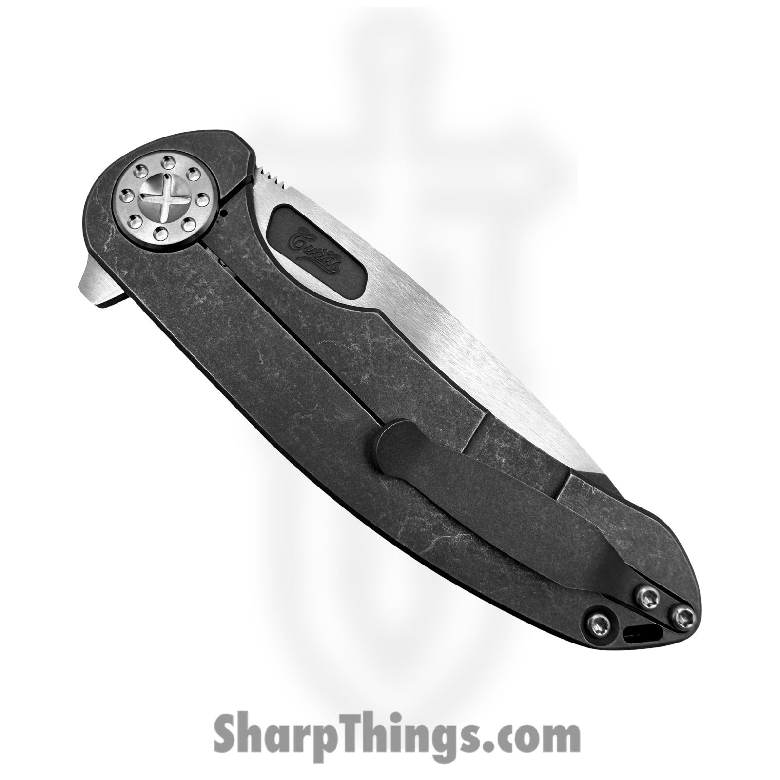 Curtiss Custom Knives LLC - F3L-SPM1-TISW - F3 Large Spanto Flipper - Folding Knife - CPM MagnaCut Two Tone Spanto - Titanium - Stonewash - Image 4