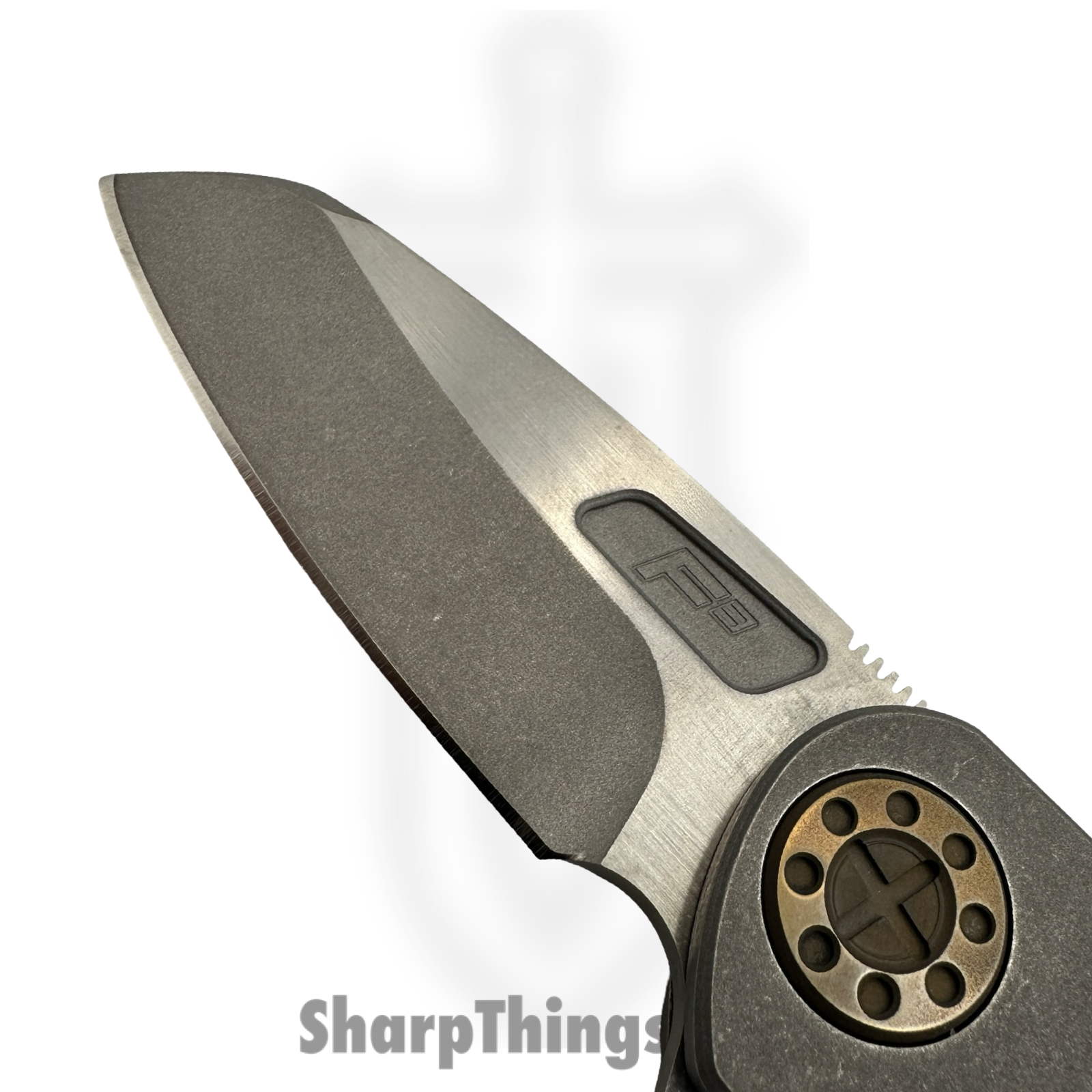 Curtiss Custom Knives LLC - F3M-WHX1-TISW - F3 Medium Wharn Flipper - Folding Knife - CTS-XHP Two Tone Wharncliffe - Titanium - Stonewash - Image 5