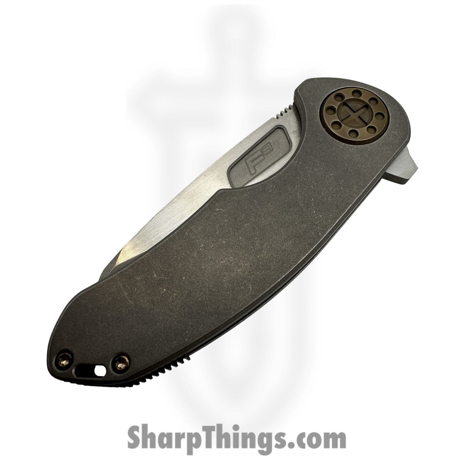 Curtiss Custom Knives LLC - F3M-WHX1-TISW - F3 Medium Wharn Flipper - Folding Knife - CTS-XHP Two Tone Wharncliffe - Titanium - Stonewash - Image 3