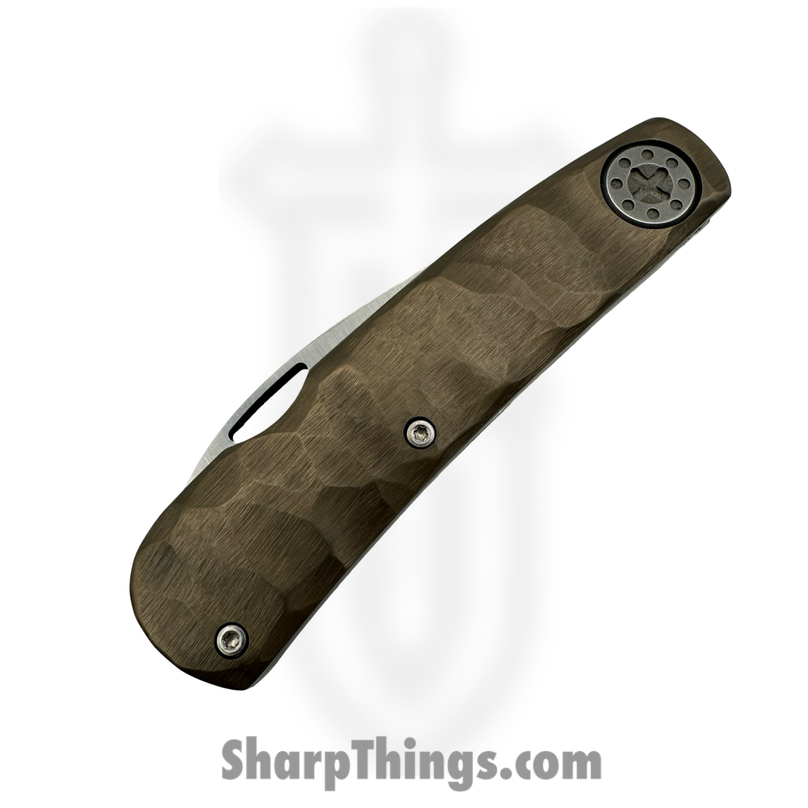 Curtiss Custom Knives LLC - SWT-WH13-TIBZ - Sway Tac - Folding Knife - CPM 154 Satin Wharncliffe - Titanium - Bronze - Image 3