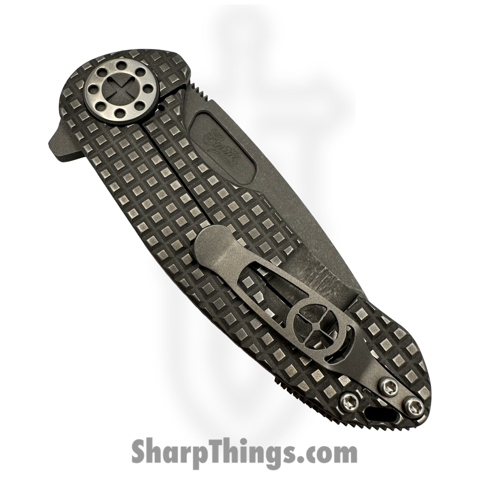 Curtiss Custom Knives LLC - F3M-SLM2-TISW - F3 Medium Slicer Flipper - Folding Knife - CPM MagnaCut Stonewash Drop Point - Titanium - Stonewash - Image 4