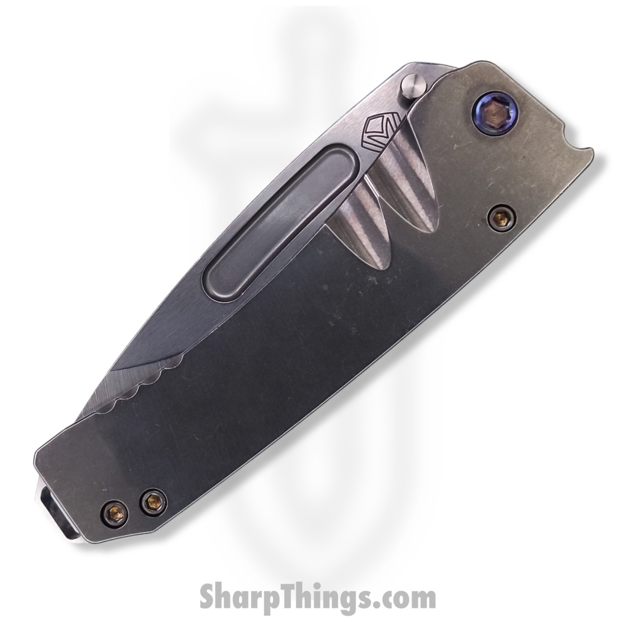 Medford Knife - MK0334TD-01TM-TFCF-Q4 - Midi Marauder Drop Point Folder - Tumbled S45VN Titanium - Image 8