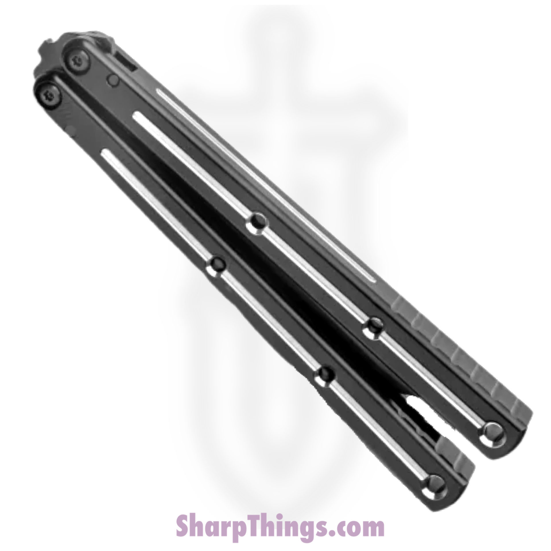 Squid Industries - BS0501 - Krake Raken V2.5 DT - Balisong - Inked Bowie - 7075 Aluminum - Black - Image 4