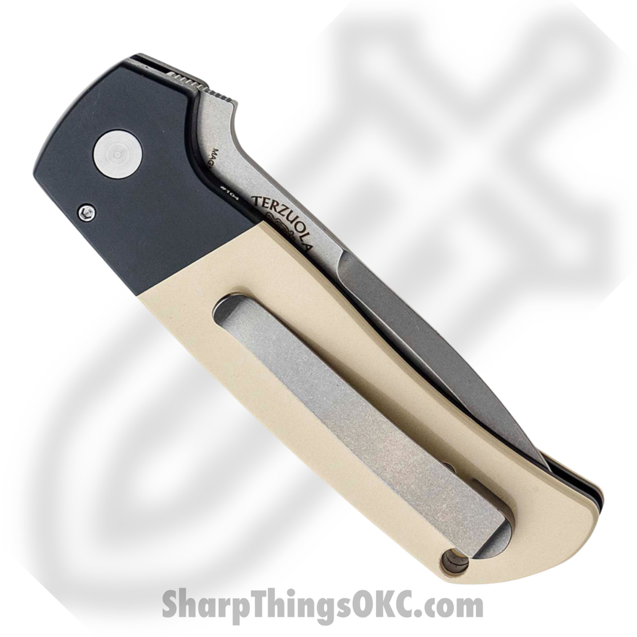 ProTech - BT2751 - Bob Terzuola ATCF Tuxedo - Automatic Knife - Magnacut Stonewash Drop Point - Aluminum/Micarta - Black/White - Image 9