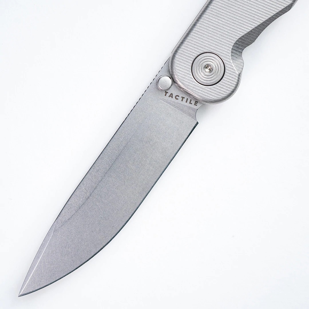 Tactile Knife Co. - TTROKTHM - Rockwall Thumbstud - Folding Knife - Magnacut Stonewash Drop Point - Titanium - Silver - Image 9