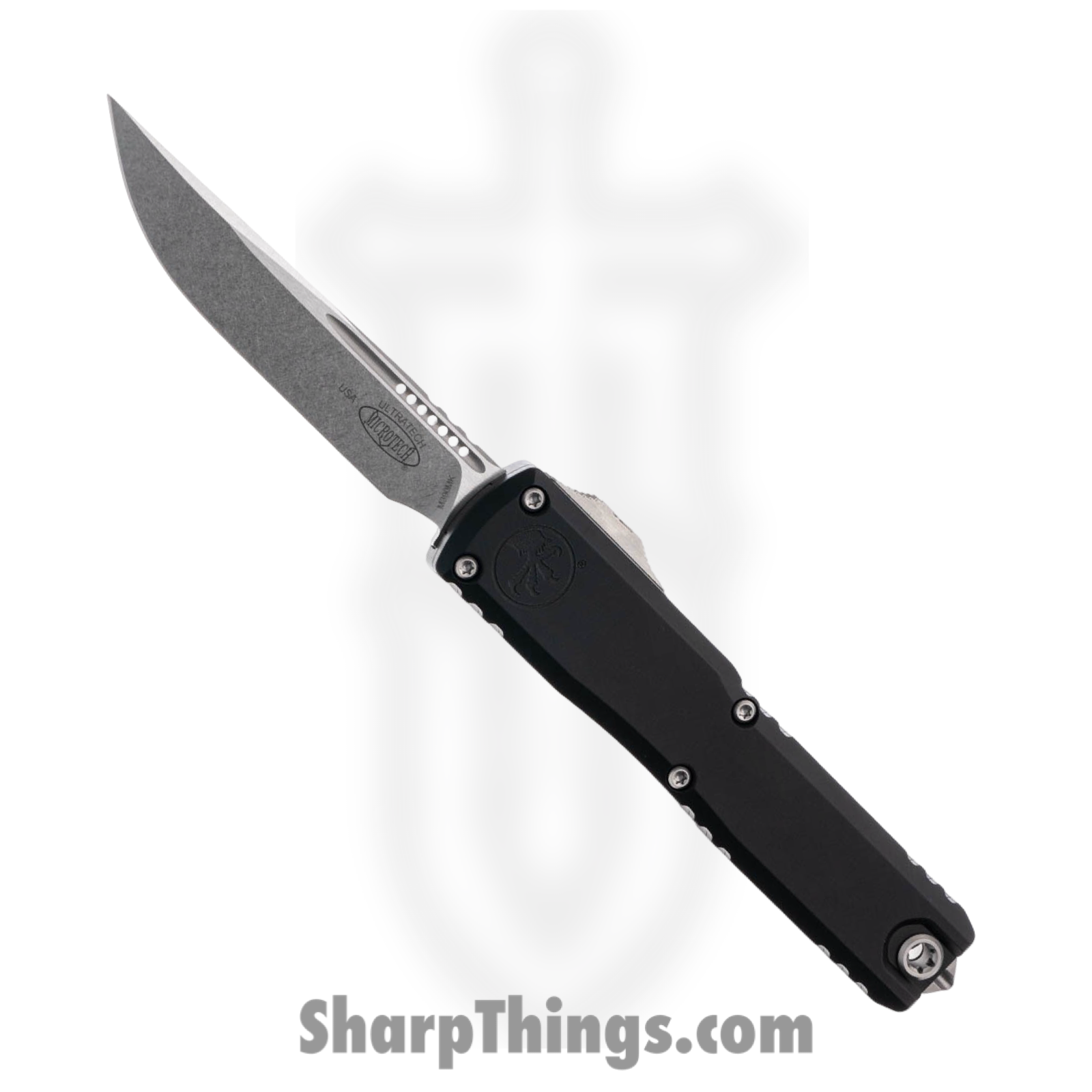 Microtech - 1121-10 - ZBP Ultratech Gen III - OTF Auto - M390MK Stonewash Drop Point - Aluminum - Black