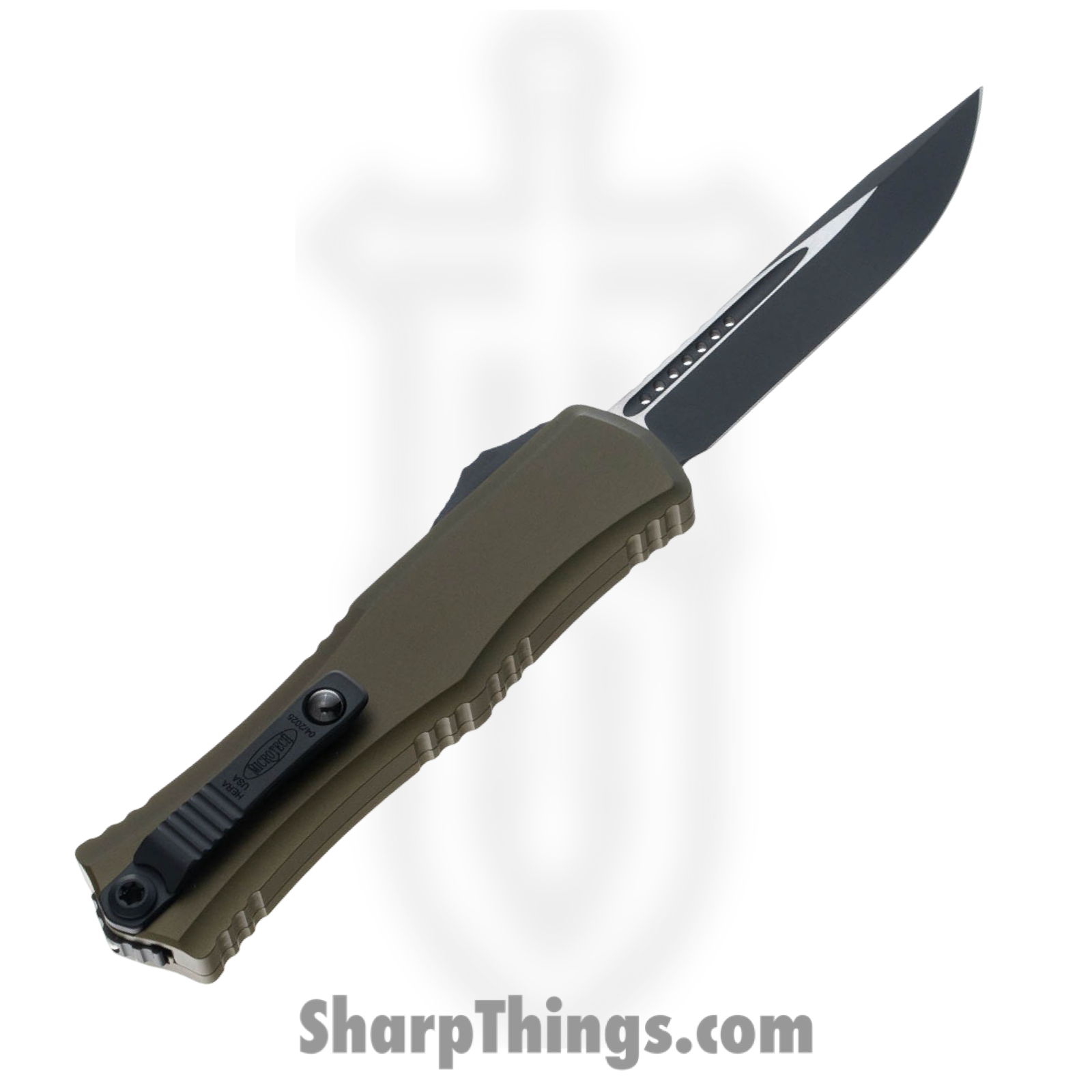 Microtech - 1703M-1OD - Mini Hera II - OTF Auto - M390 Coated Drop Point - Aluminum - OD Green - Image 2