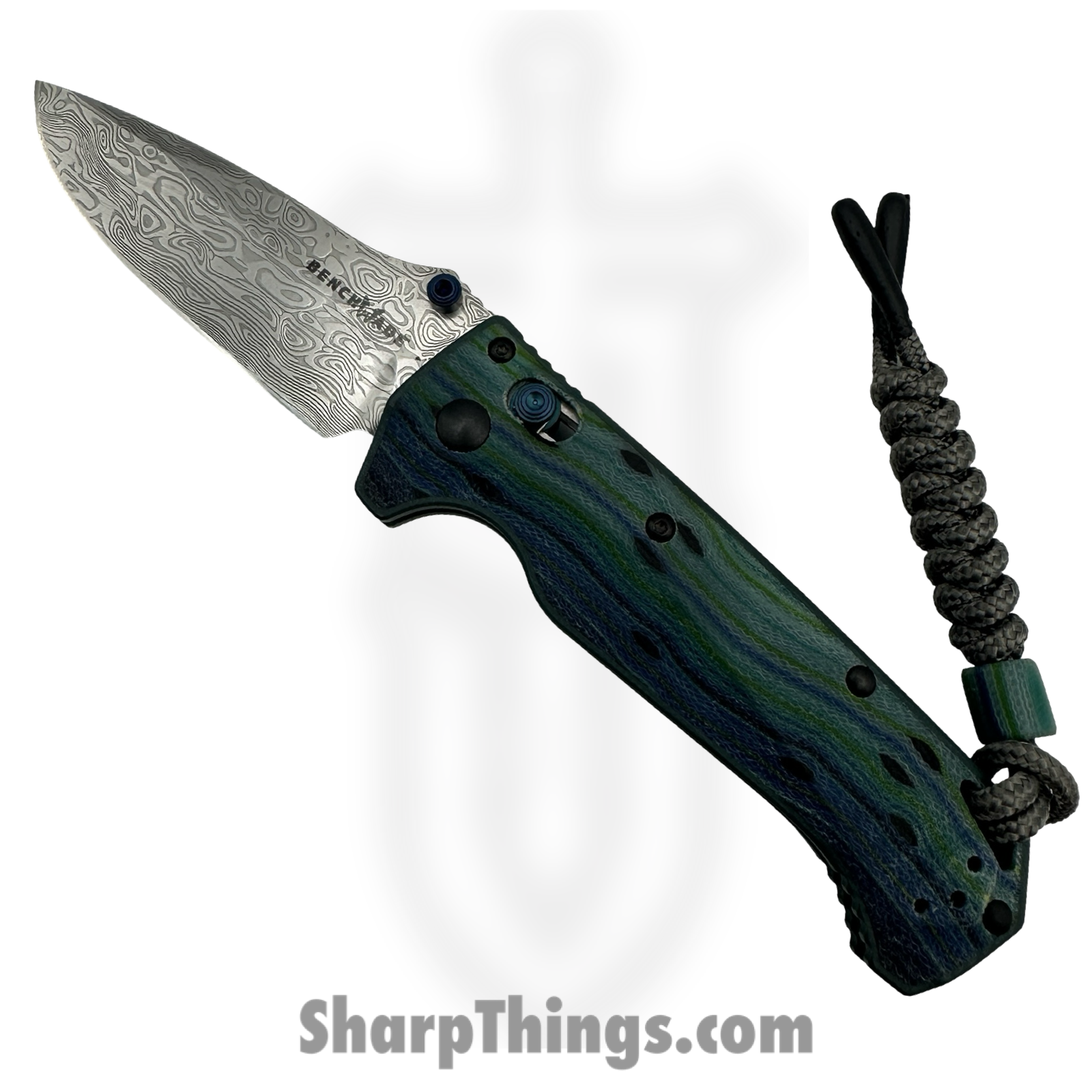 Benchmade - 18065-2501 - Mini Adira - Folding Knife - Damasteel Bifrost Drop Point - G-Carta - Blue/Green