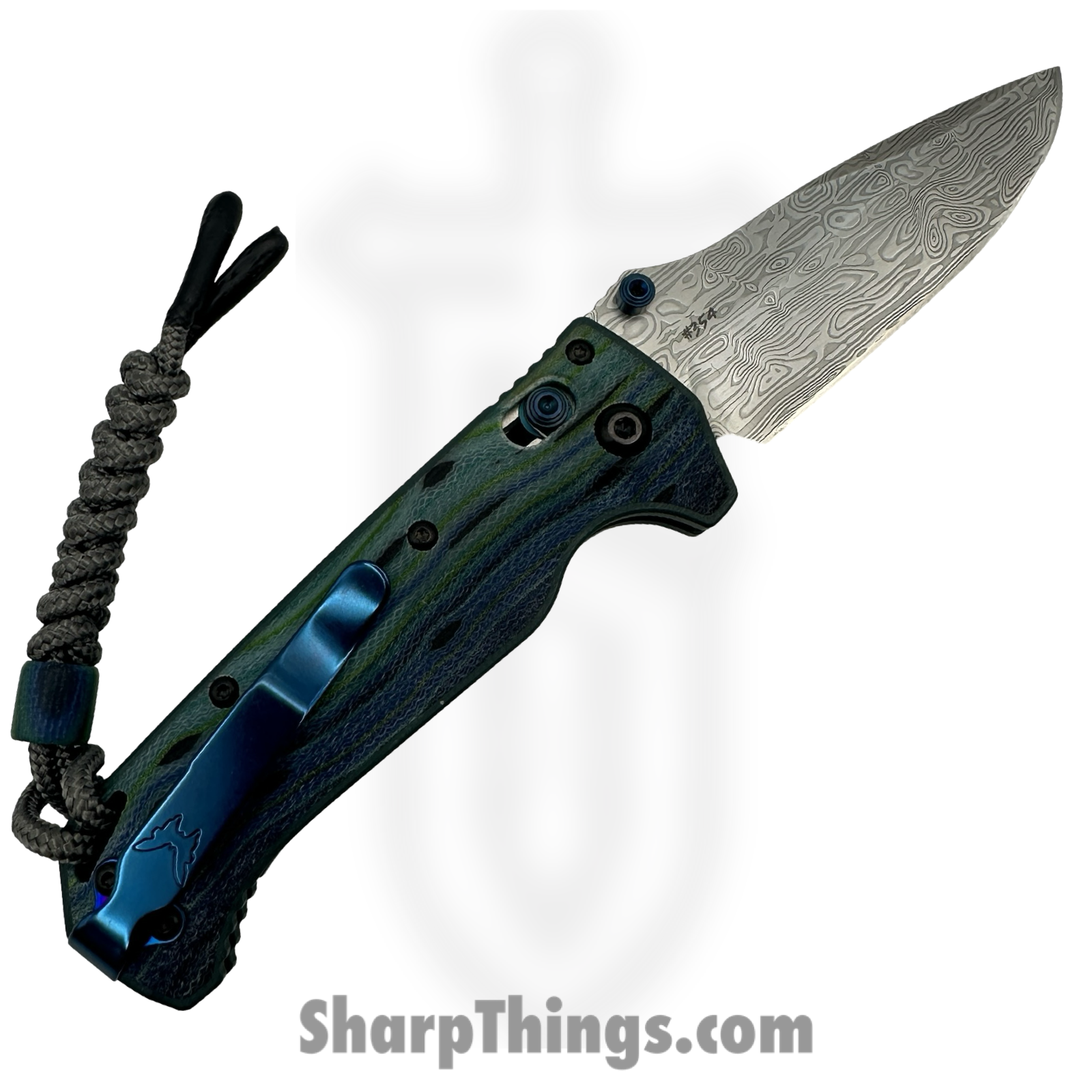 Benchmade - 18065-2501 - Mini Adira - Folding Knife - Damasteel Bifrost Drop Point - G-Carta - Blue/Green - Image 2