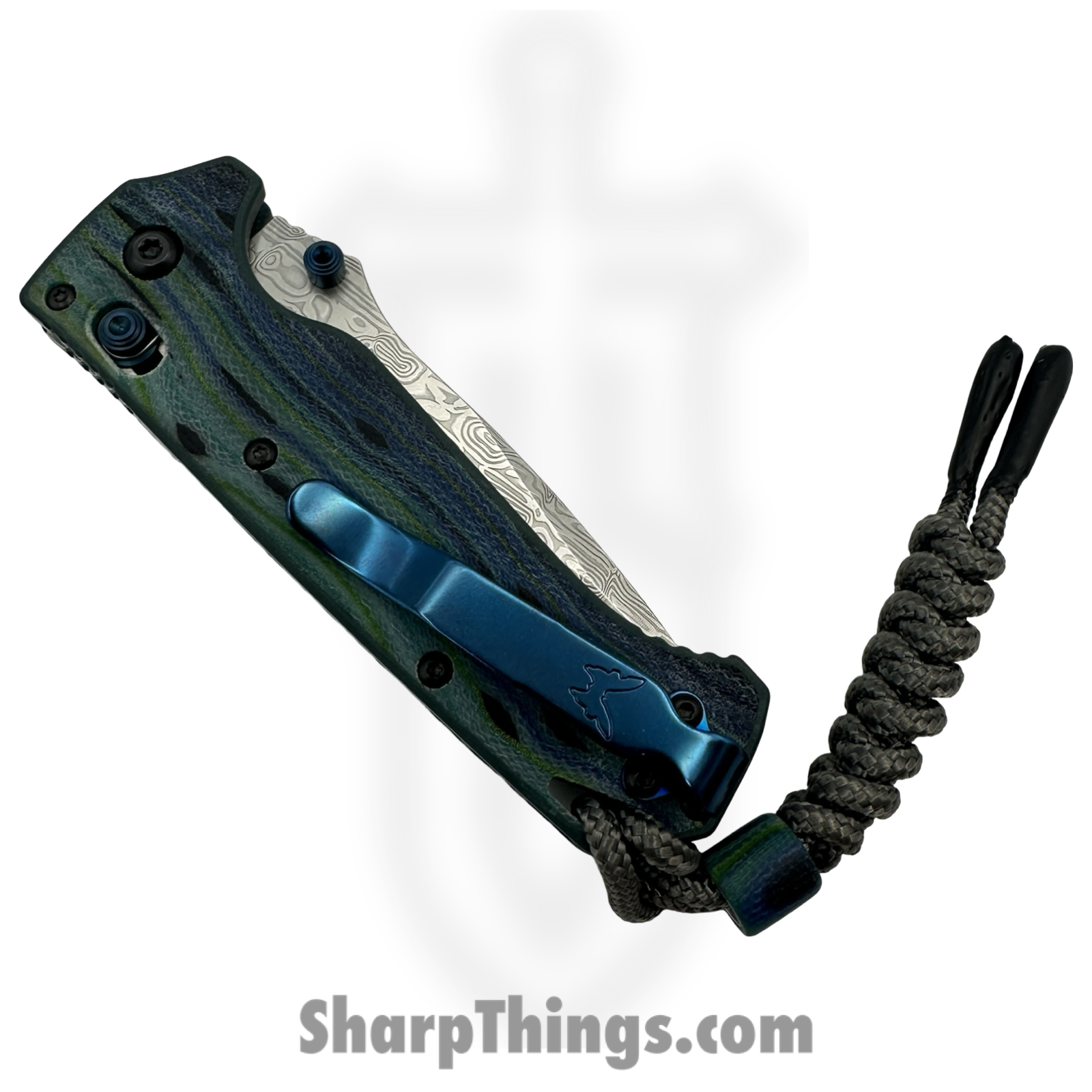 Benchmade - 18065-2501 - Mini Adira - Folding Knife - Damasteel Bifrost Drop Point - G-Carta - Blue/Green - Image 4