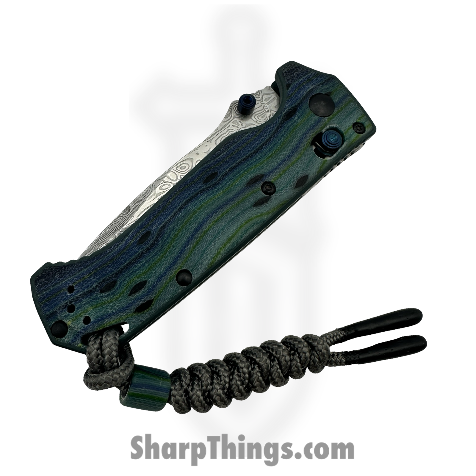 Benchmade - 18065-2501 - Mini Adira - Folding Knife - Damasteel Bifrost Drop Point - G-Carta - Blue/Green - Image 3