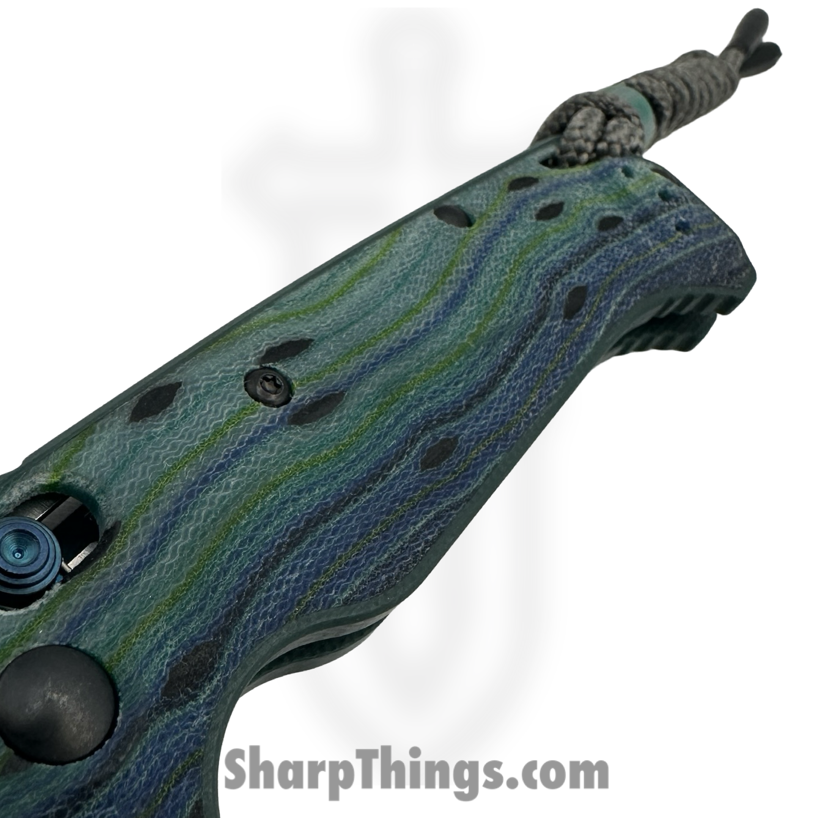 Benchmade - 18065-2501 - Mini Adira - Folding Knife - Damasteel Bifrost Drop Point - G-Carta - Blue/Green - Image 7