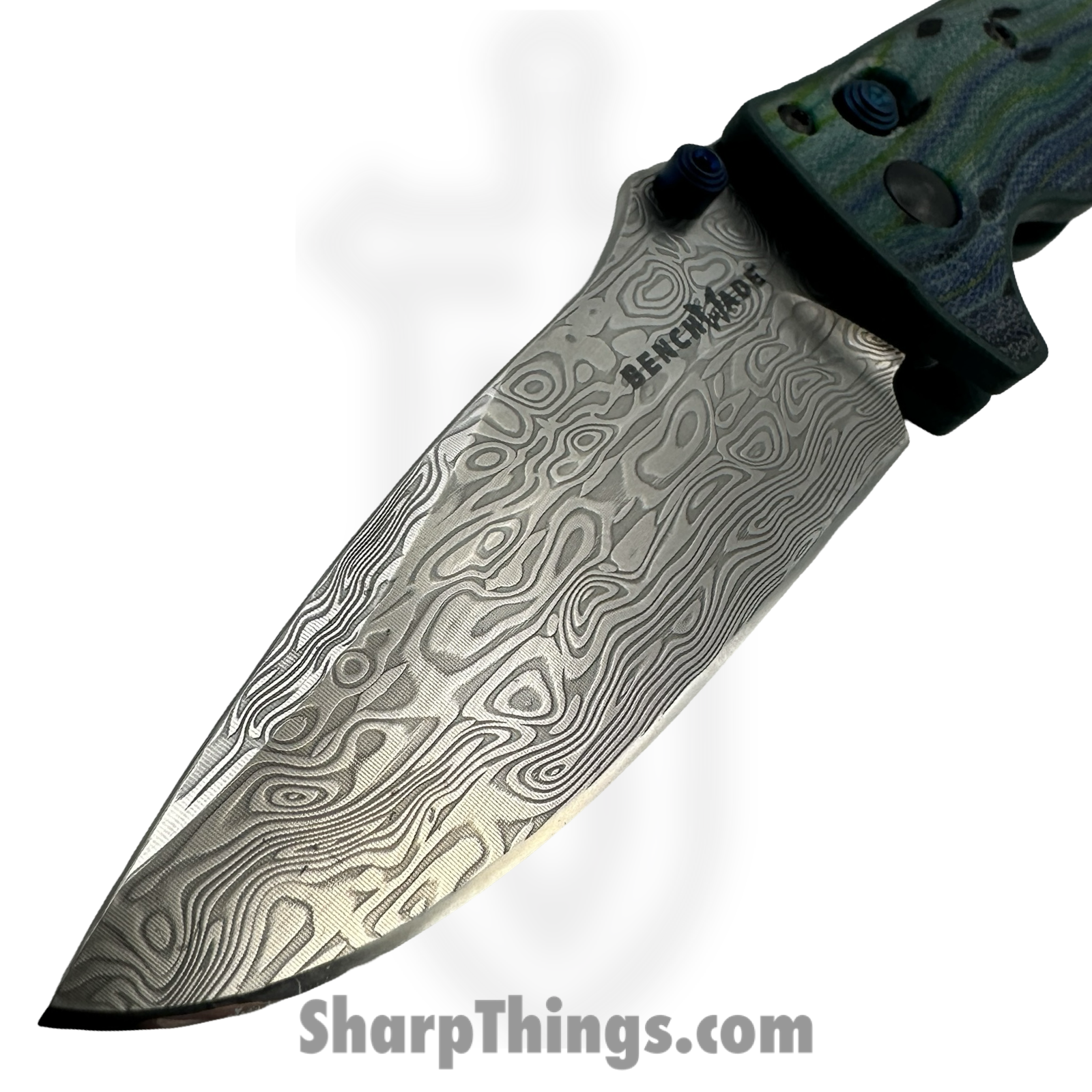 Benchmade - 18065-2501 - Mini Adira - Folding Knife - Damasteel Bifrost Drop Point - G-Carta - Blue/Green - Image 5