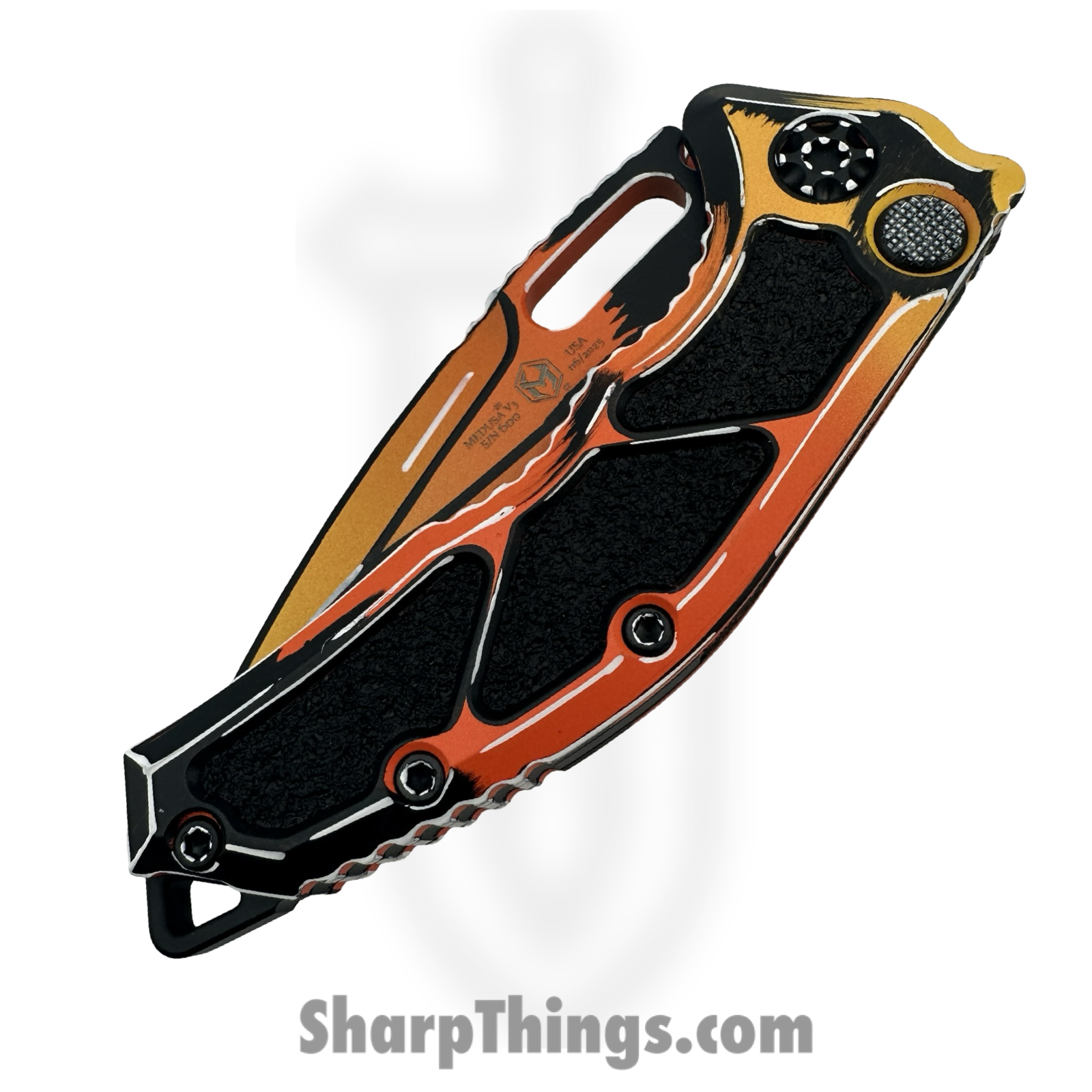 Heretic Knives - H011-CS-OG - Cel Shaded Medusa - Automatic Knife - CPM MagnaCut Coated Recurve - Aluminum - Orange - Image 4