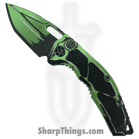 Heretic Knives – H011-CS-TX – Cel Shaded Medusa – Automatic Knife – CPM MagnaCut Coated Tanto – Aluminum – Green