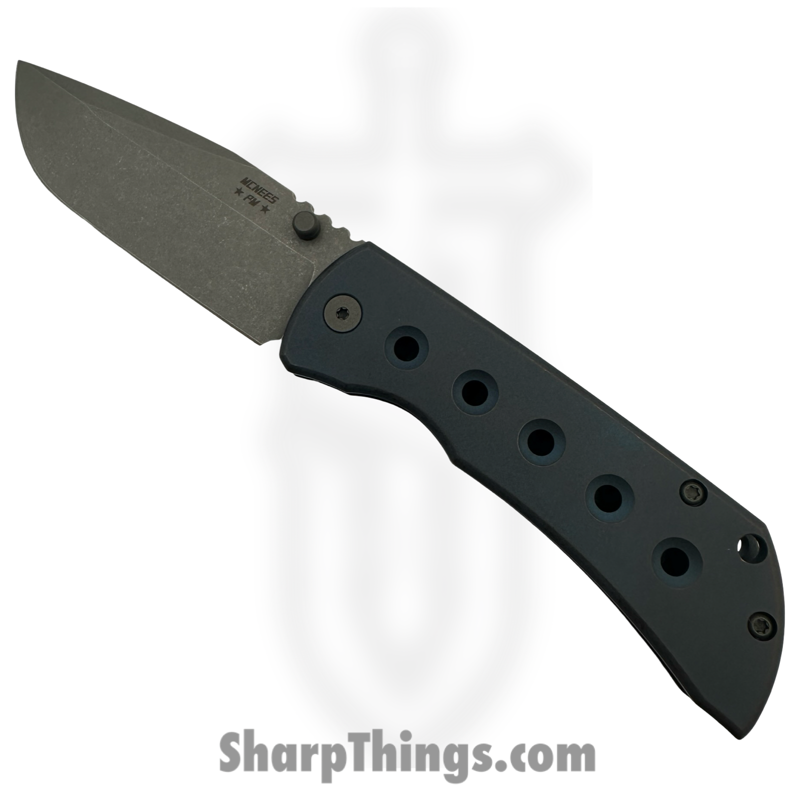 McNees - MAC23.5SPHOLATBLUBRZ - MAC 2 3.5 Speedhole - Folding Knife - CPM MagnaCut Stonewash Drop Point - Titanium - Atomic Blue Bronze