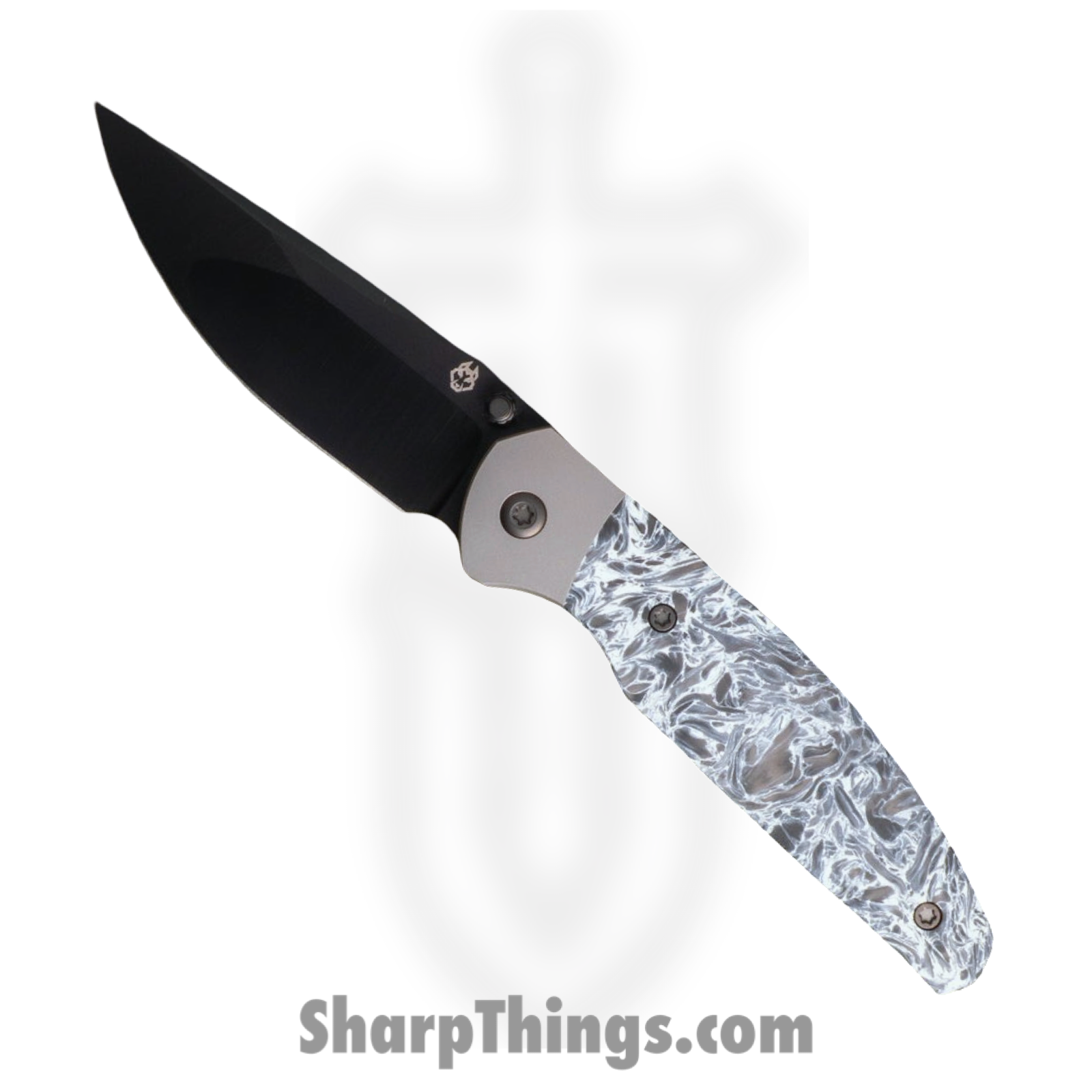Jack Wolf Knives - TANGO-01-DM-POLAR - Tango - Folding Knife - S90V Coated Drop Point - Titanium Fat Carbon - Dark Matter Polar