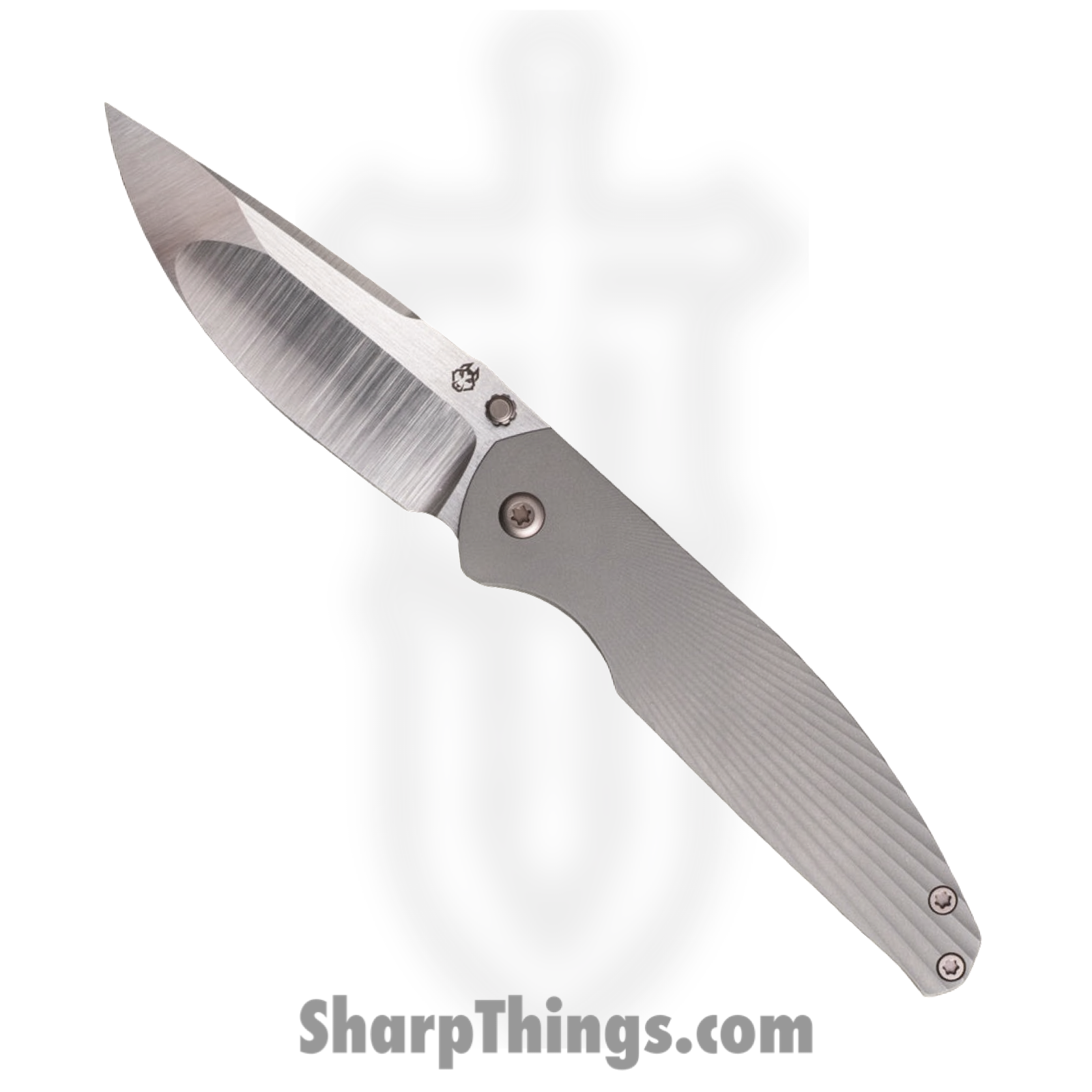 Jack Wolf Knives - TANGO-01-TI-BURST - Tango - Folding Knife - S90V Satin Drop Point - Titanium Sunburst - Gray