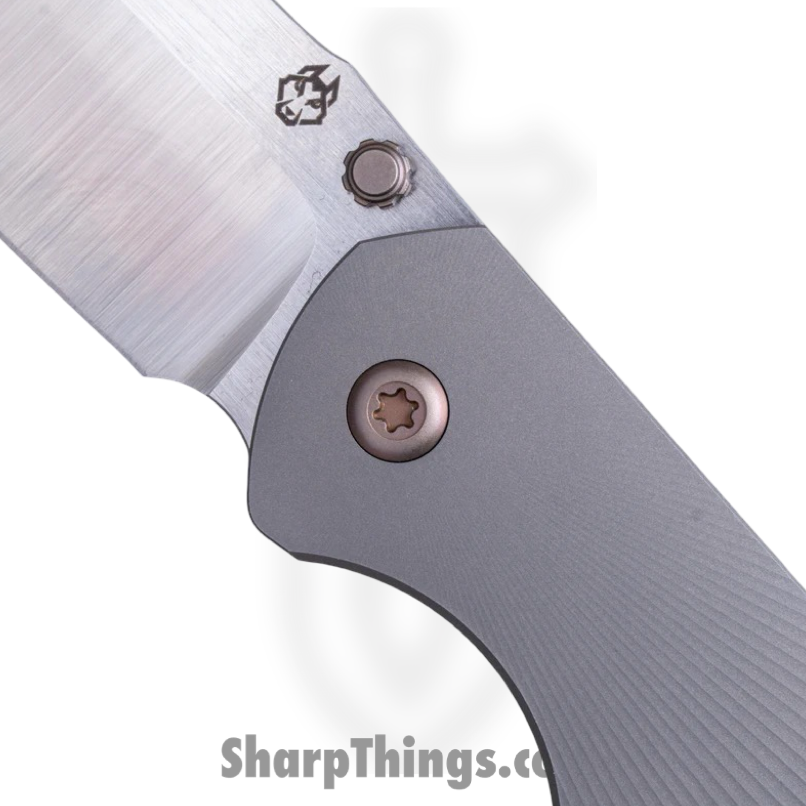 Jack Wolf Knives - TANGO-01-TI-BURST - Tango - Folding Knife - S90V Satin Drop Point - Titanium Sunburst - Gray - Image 2