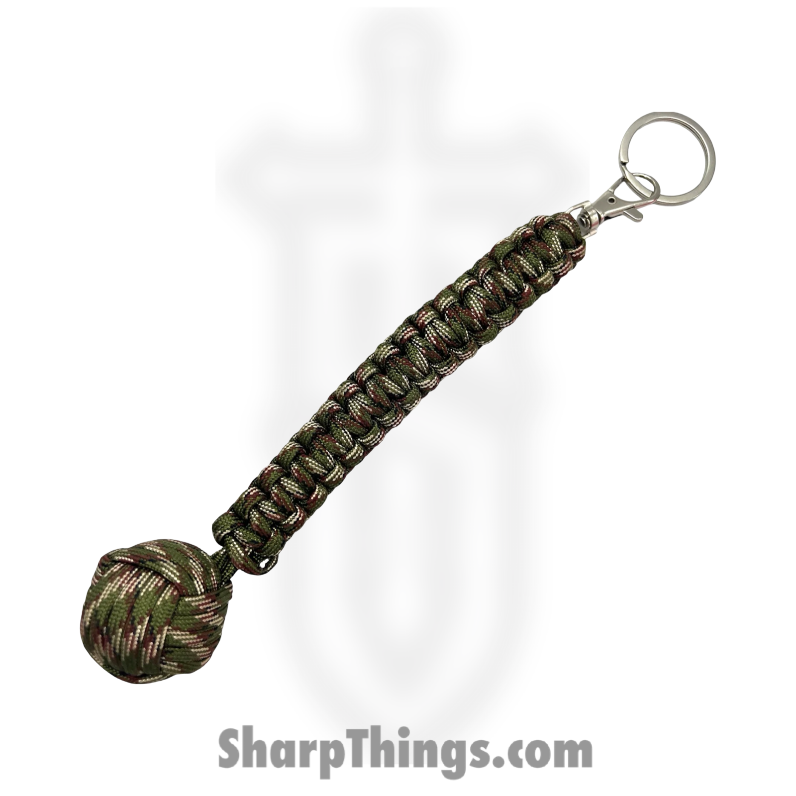 PTC - 6551-CA - Large Monkey Fist Public Safety Keychain - Steel Paracord - Camo