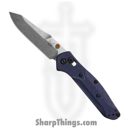 Benchmade – 945-04 – Mini Osborne – Folding Knife – M390 Satin Reverse Tanto – Denim Micarta – Blue
