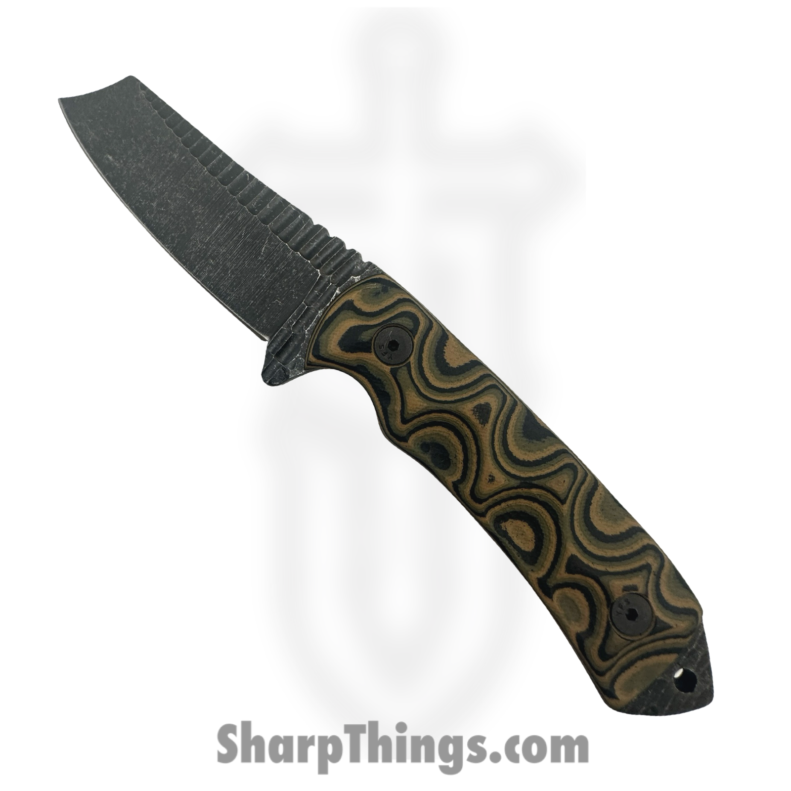 Stroup Knives - DF1-CAMOL-G10 - Desert Fox - Fixed Blade Knife - 1095 HC Acid Wash Modified Clip Point - G10 - Camo