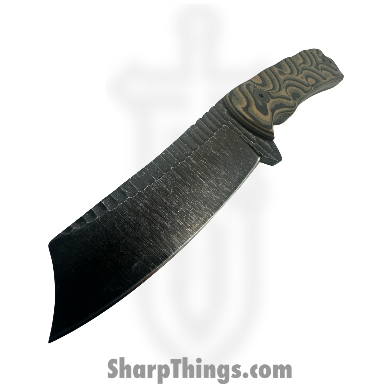 Stroup Knives - DF1-CAMOL-G10 - Desert Fox - Fixed Blade Knife - 1095 HC Acid Wash Modified Clip Point - G10 - Camo - Image 3