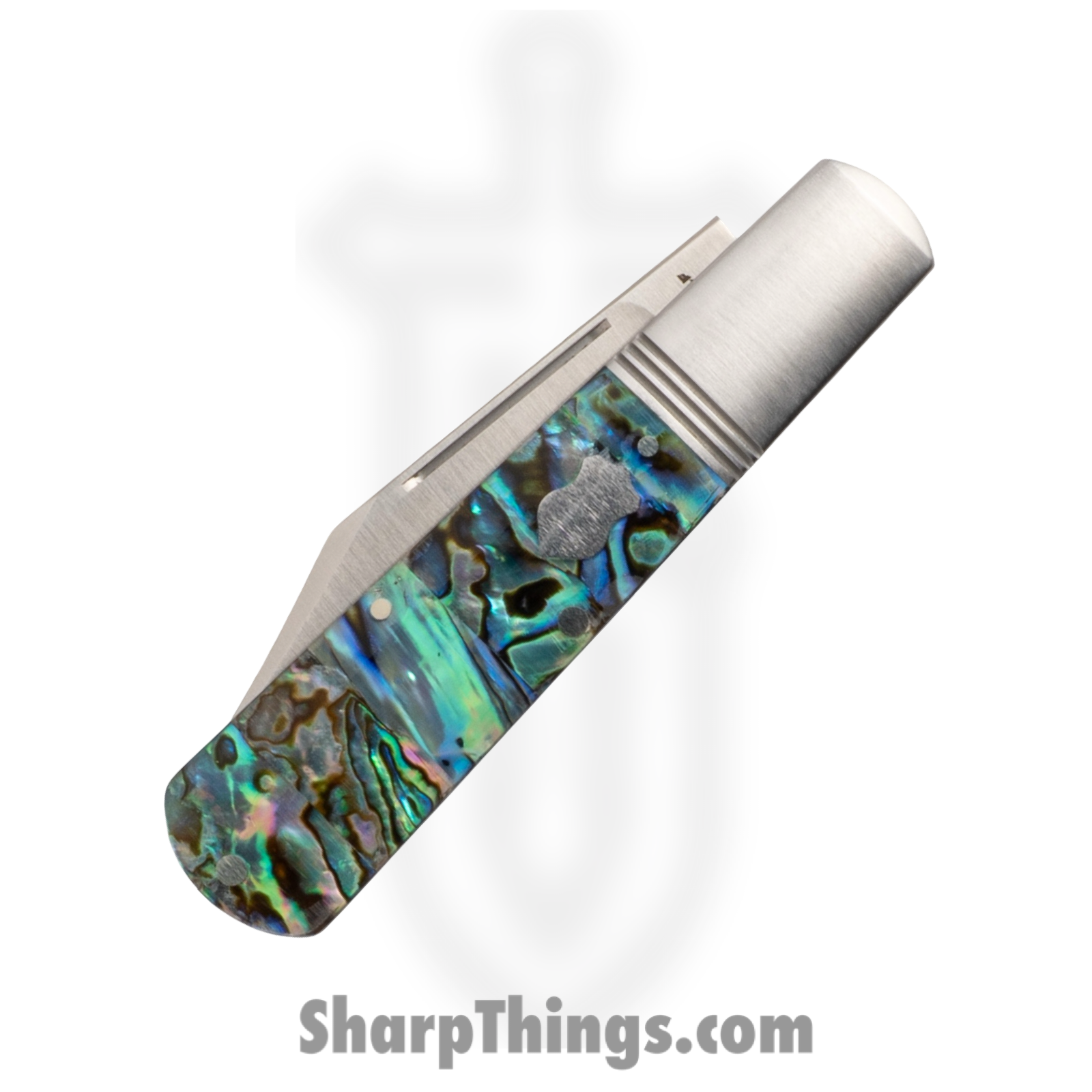 Jack Wolf Knives - GW-BAR-01-ABALONE - Gateway Barlow - Folding Knife - 14C28N Satin Barlow - Abalone - White - Image 3