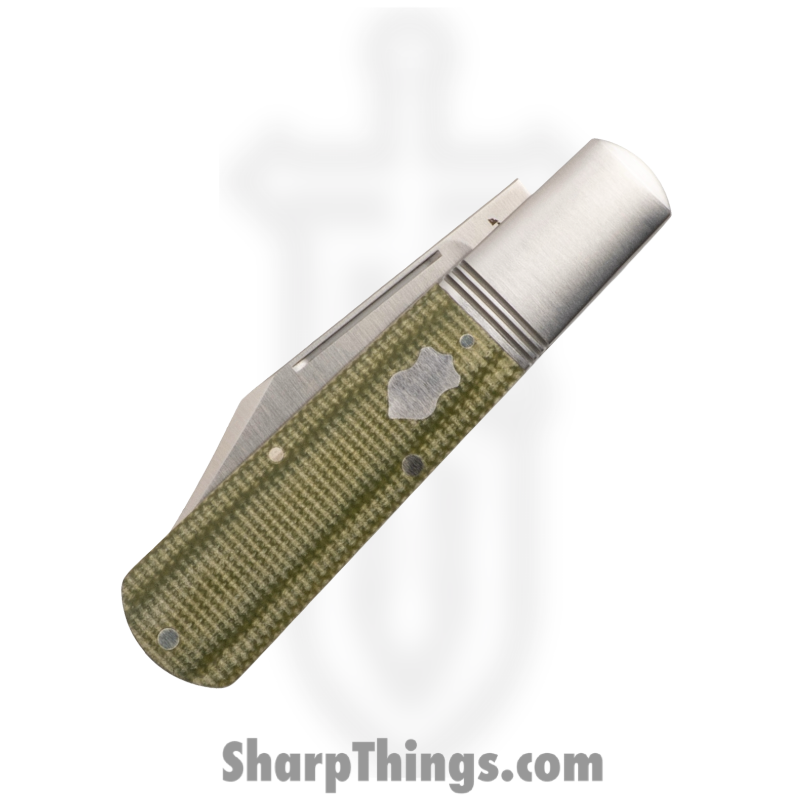 Jack Wolf Knives - GW-BAR-01-CAN-MIC-GRN - Gateway Barlow - Folding Knife - 14C28N Satin Barlow - Canvas Micarta - Green - Image 4