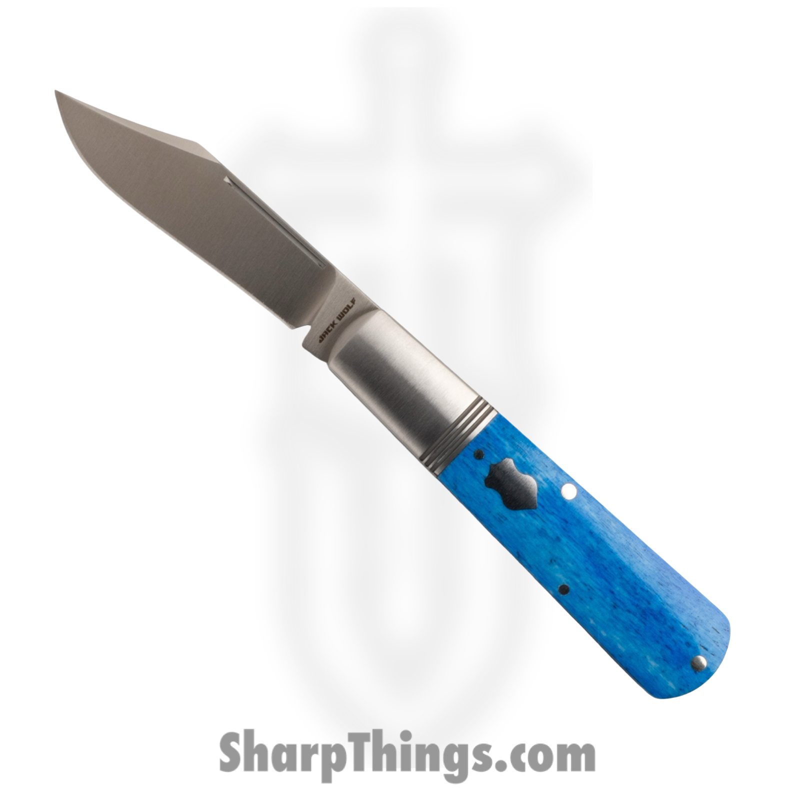 Jack Wolf Knives - GW-BAR-01-SMT_BLU_BON - Gateway Barlow - Folding Knife - 14C28N Satin Barlow - Bone - Blue