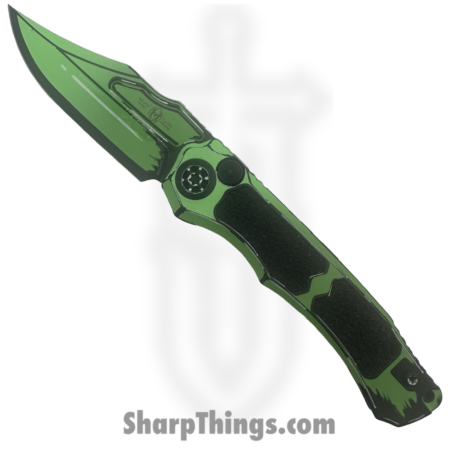 Heretic Knives – H002-CS-TX – Wraith V.4 Auto Cel Shade – Automatic Knife – CPM MagnaCut Coated Bowie – Aluminum – Toxic Green
