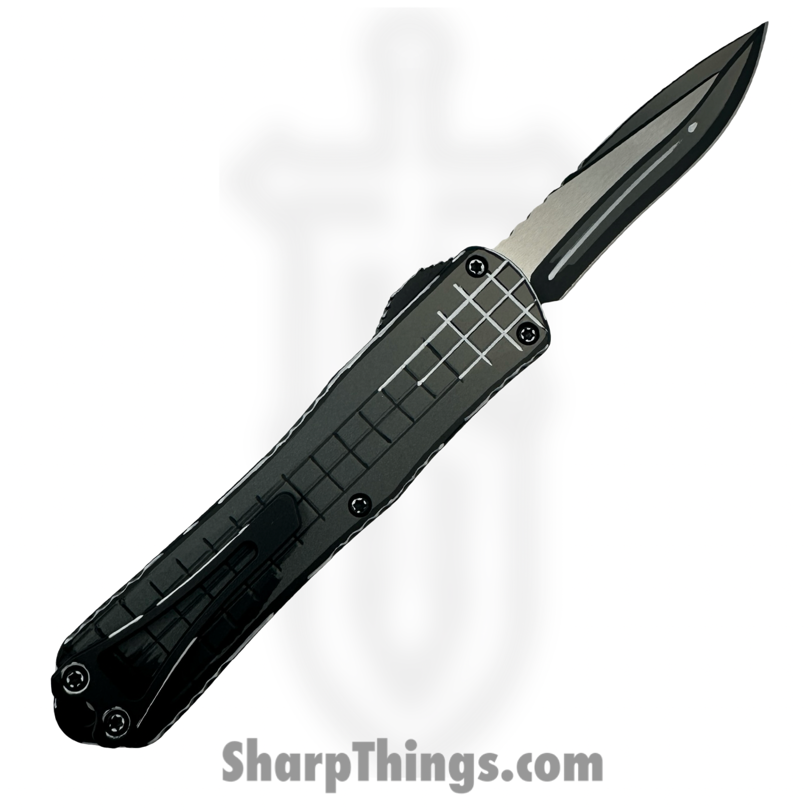 Heretic Knives - H029F-CS-GRY - Manticore-E - OTF Auto - CPM MagnaCut Coated Recurve - Stealth Gray Cel Shade Grenade Grip Aluminum - Image 2