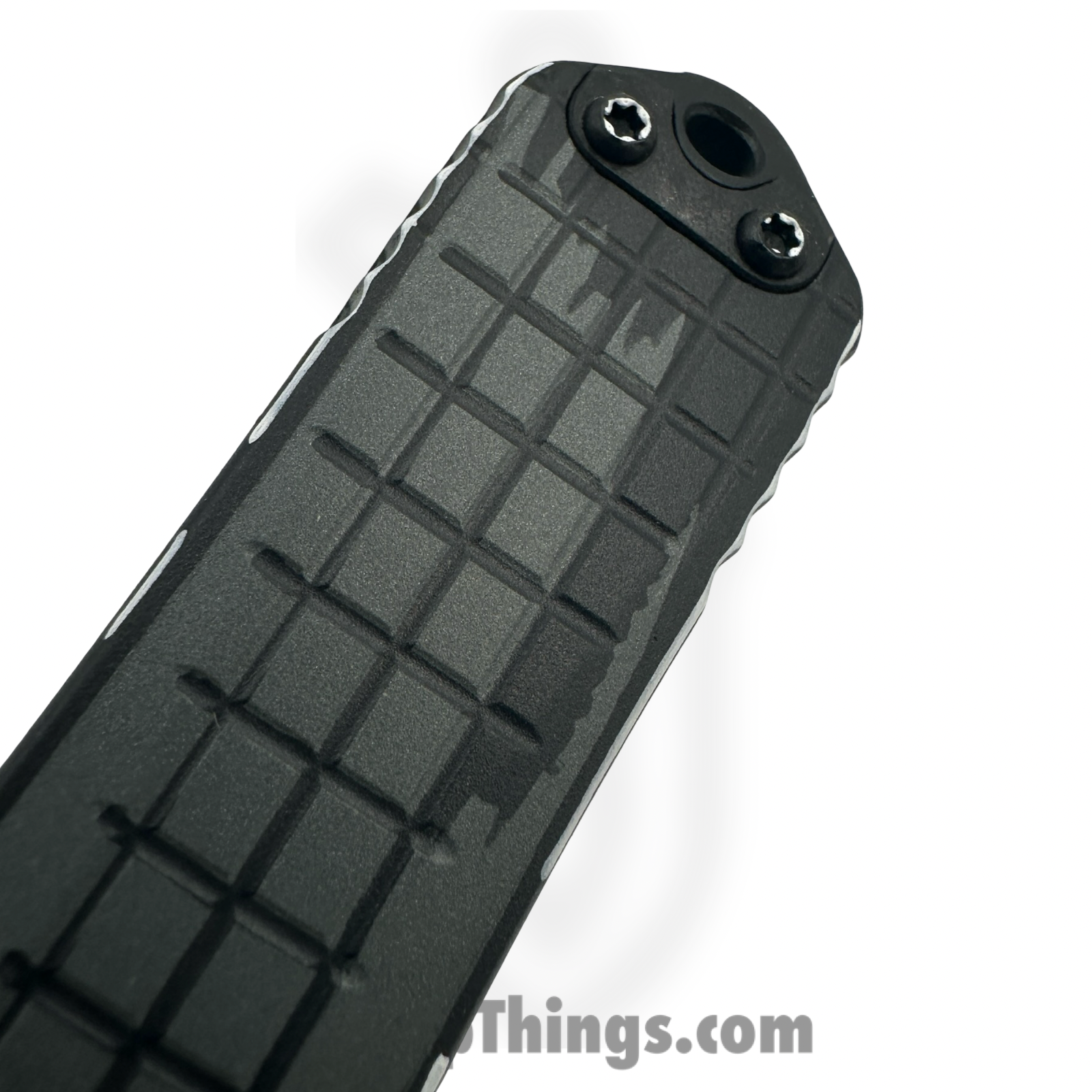 Heretic Knives - H029F-CS-GRY - Manticore-E - OTF Auto - CPM MagnaCut Coated Recurve - Stealth Gray Cel Shade Grenade Grip Aluminum - Image 4