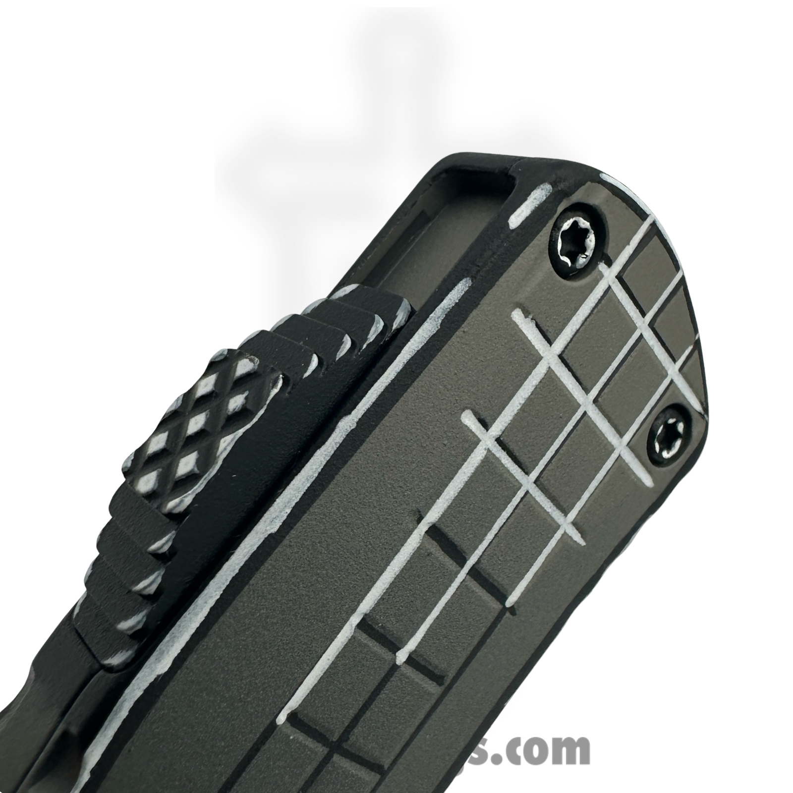 Heretic Knives - H029F-CS-GRY - Manticore-E - OTF Auto - CPM MagnaCut Coated Recurve - Stealth Gray Cel Shade Grenade Grip Aluminum - Image 7