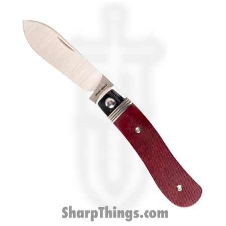 Jack Wolf Knives – K9-SS-01-RICH-RED – K9 Jack Steel Series – Folding Knife – 154CM Satin Dogleg – Richlite Sawcut – Redstone