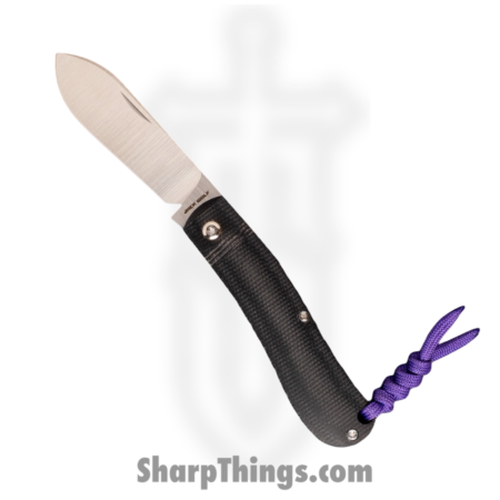 Jack Wolf Knives – K9-US-01-CANMIC-BLK – K9 Jack Ultralight Series – Folding Knife – 154CM Satin Dogleg – Canvas Micarta – Black