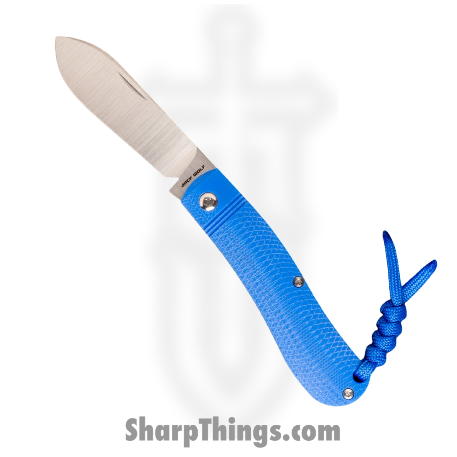 Jack Wolf Knives - K9-US-01-G10-BLU - K9 Jack Ultralight Series - Folding Knife - 154CM Satin Dogleg - G10 Opposing Arcs - Blue
