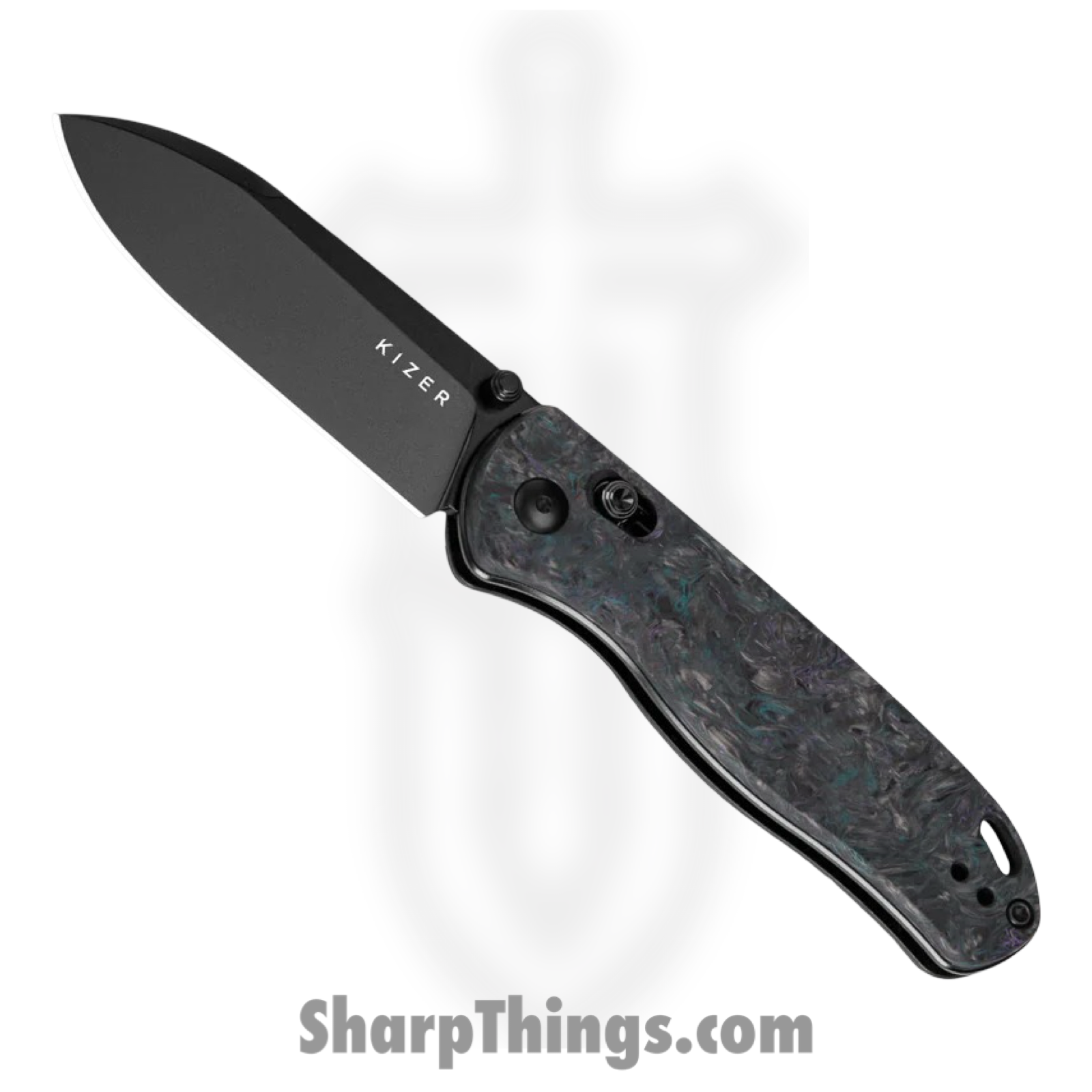 Kizer Cutlery - KI3619A4 - Drop Bear - Folding Knife - S35VN Coated Drop Point - Fat Carbon - Medusa