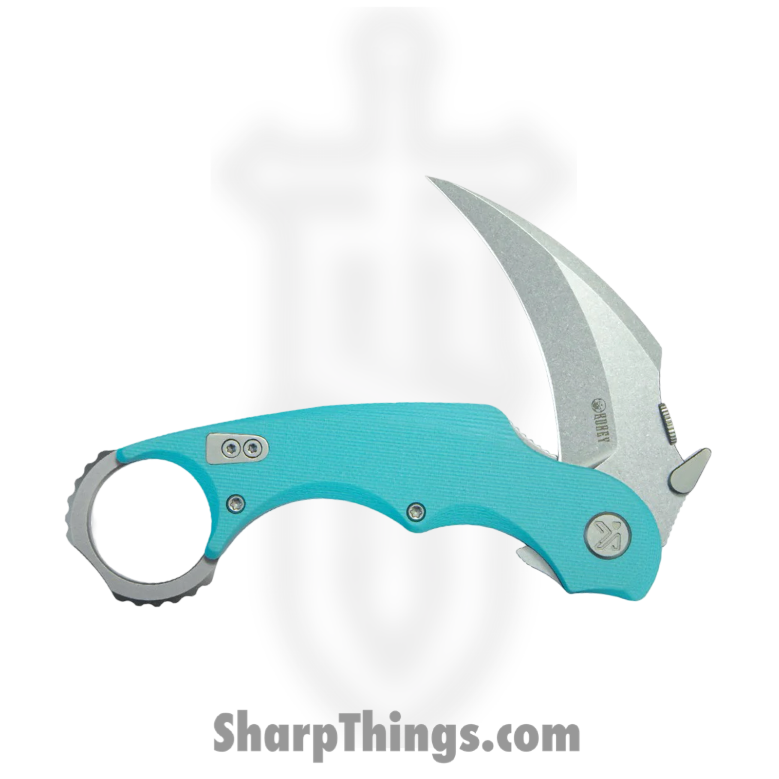 Kubey - KUB298C - Rogue Pikal - Folding Knife - 14C28N Stonewash Recurve Karambit - G10 - Tiffany Blue - Image 3
