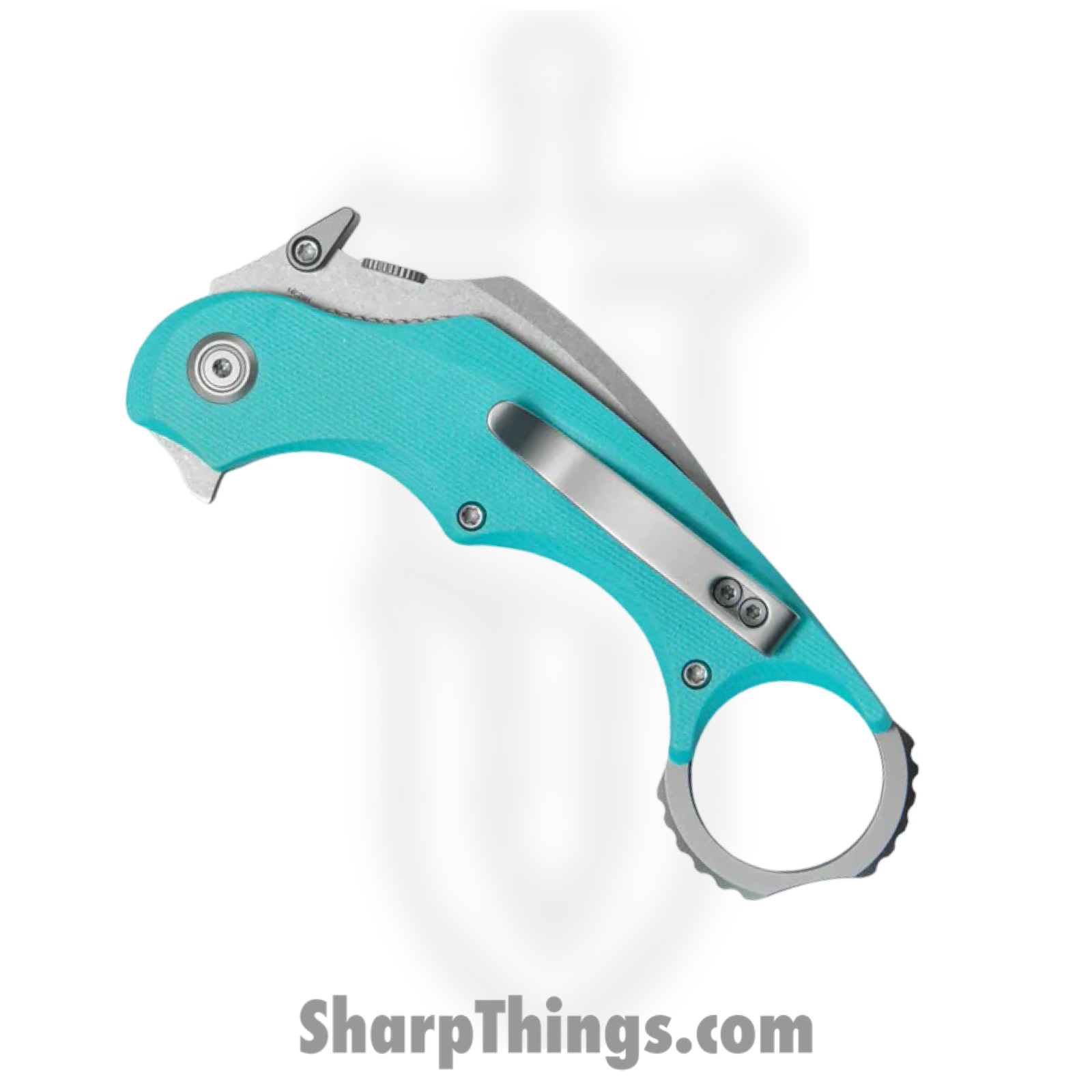 Kubey - KUB298C - Rogue Pikal - Folding Knife - 14C28N Stonewash Recurve Karambit - G10 - Tiffany Blue - Image 5